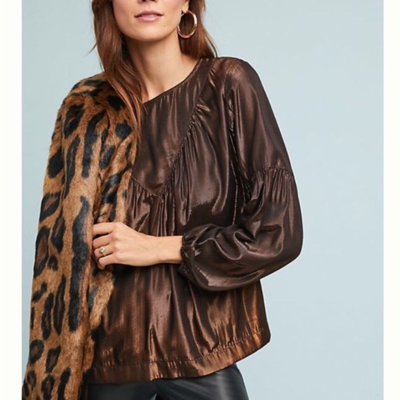Anthropologie Tops - NWT Amadi Merry Metallic Bronze Top